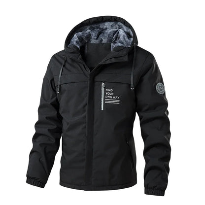 Chaquetas de aviador con capucha UETEEY para hombre, senderismo, caza, cortavientos, forro polar grueso y cálido, ropa de ocio para hombre, ropa de trabajo al aire libre 2024