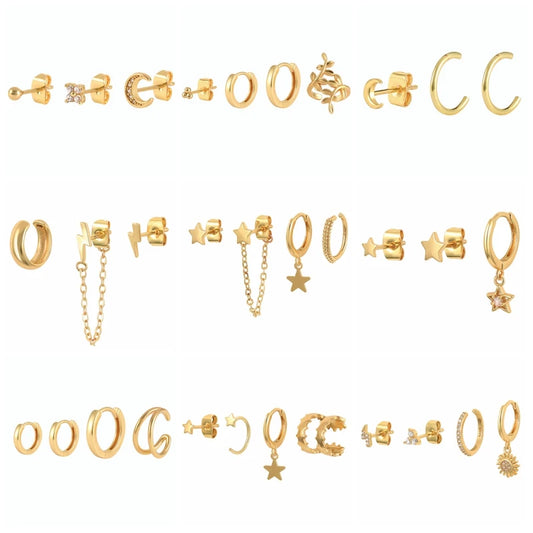 ROXI Ear Jewelry Set Moon Star Lightning Suit Earrings for Women Fashion Jewelrys Hoop Earring Piercing Pendientes Casual