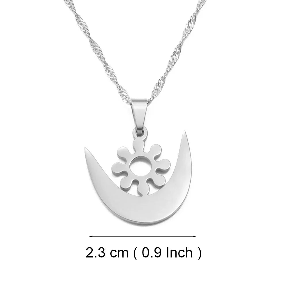 Anniyo African Symbol Pendant Necklaces Gold Color/Silver Color Ghanaian Gye Ethnic Jewelry Traditional Accessories #125321
