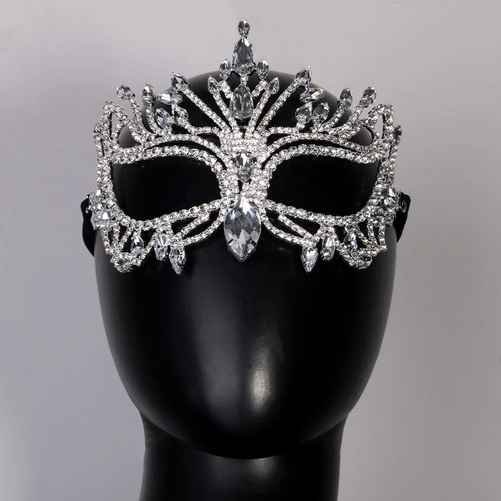 Crystal Mask Full Face Costume Women Decorations Birthday Rhinestone Fashion Club New Hair Jewlery Wedding Accessories Carnival