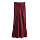 TRAFZA Women Fashion Skirts New Solid Satin Silk Texture Tight Skirt Woman Beach Style Chic And Elegant Women's Mermaid Skirt