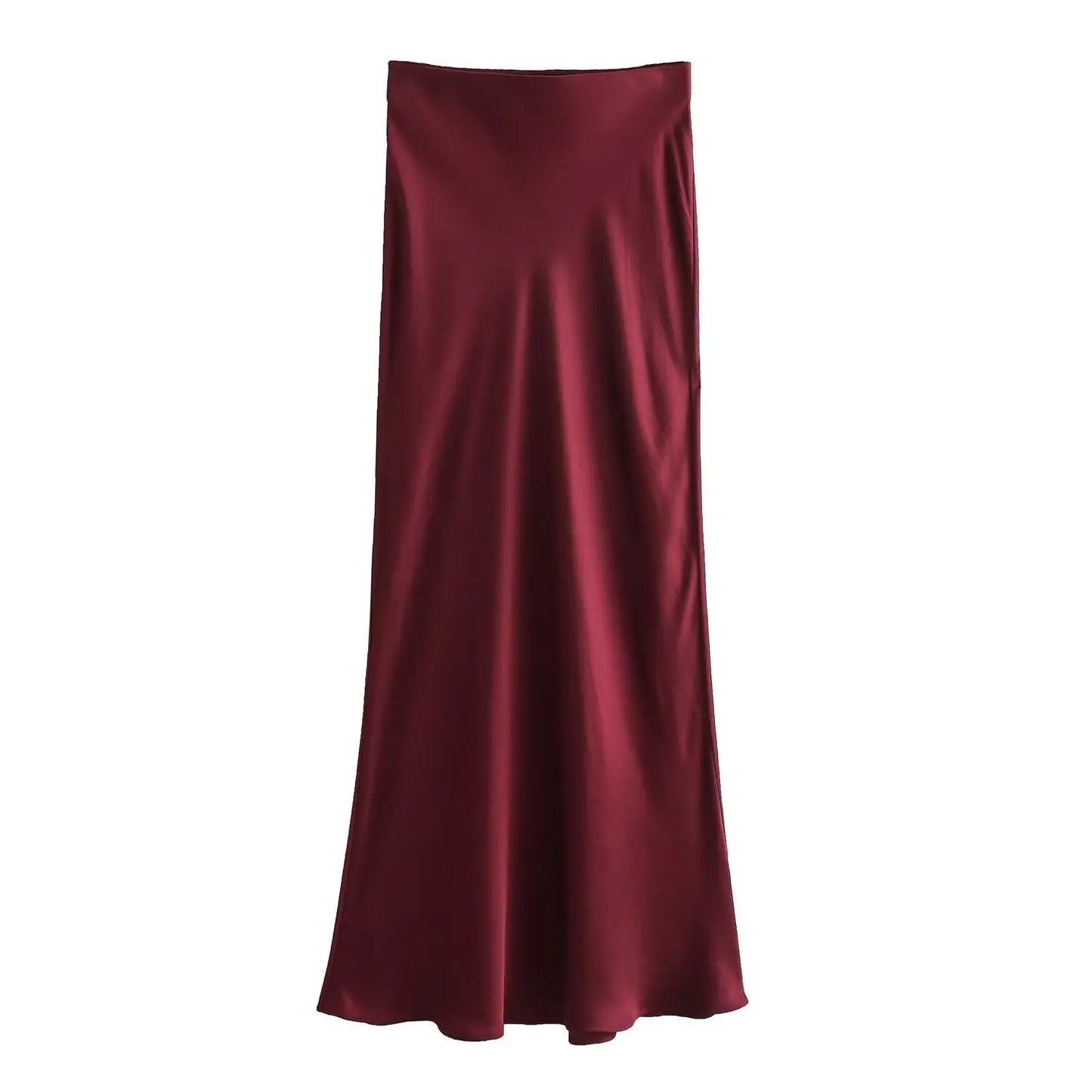 TRAFZA Women Fashion Skirts New Solid Satin Silk Texture Tight Skirt Woman Beach Style Chic And Elegant Women's Mermaid Skirt