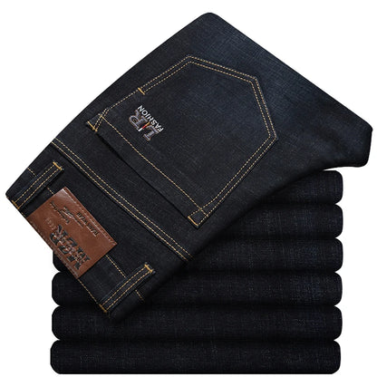 Pantalones vaqueros rectos holgados para hombre, de talla grande 42, 44, 46, 48, 50 y 52, clásicos, de negocios, elásticos, de marca, color negro y azul.