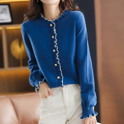 Women Clothes Simple Solid Casual Soft Sweaters Spring Autumn New Button Fashion Pearl Knitted Pullovers Female Knitwear