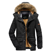 2024 Parka Outdoor Men's Winter Jacket Plus Velvet Thick Warm Multi Pocket Jackets Solid Parkas Male Coat Large Size Clothing