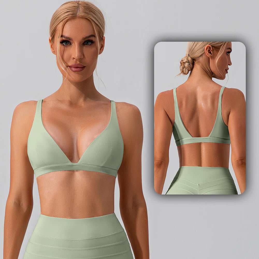 Sujetador deportivo de nailon y elastano de tejido agradable para la piel, de secado rápido, para fitness, gimnasio, yoga, correr, soporte de alto impacto, chaleco antichoque
