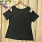 2024 new hot drill off-shoulder large size short sleeve T-shirt women's top