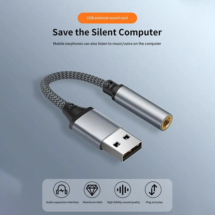USB To 3.5mm Jack USB External Sound Card 2 In 1 Adapter 3 5mm Interface For EarPods Earphone Computer PC Laptop Audio X6F6