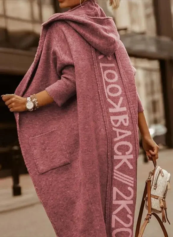 Cardigans Knit Sweater Women Spring Autumn Winter Letter Maxi Loose Soft Coat Jacquard Y2k E-girl Long Knitted Jacket Cardigan