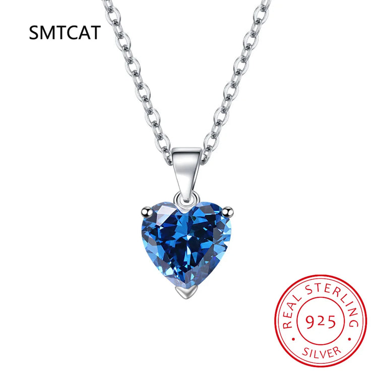 3ct Green Simulated Nano Emerald 925 Sterling Silver Heart Pendant Necklace for Women Gemstones Choker Colar de Prata