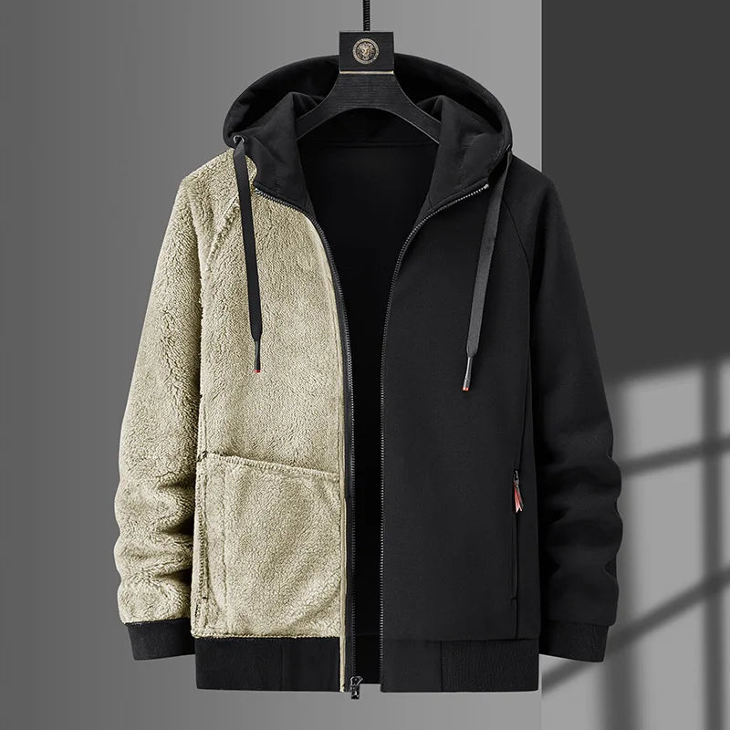Sudaderas con capucha para hombre, sudaderas de invierno de lana gruesa, chaquetas con capucha de talla grande, abrigos de lana para hombre, cárdigan de lana de cordero para hombre, sudaderas con capucha
