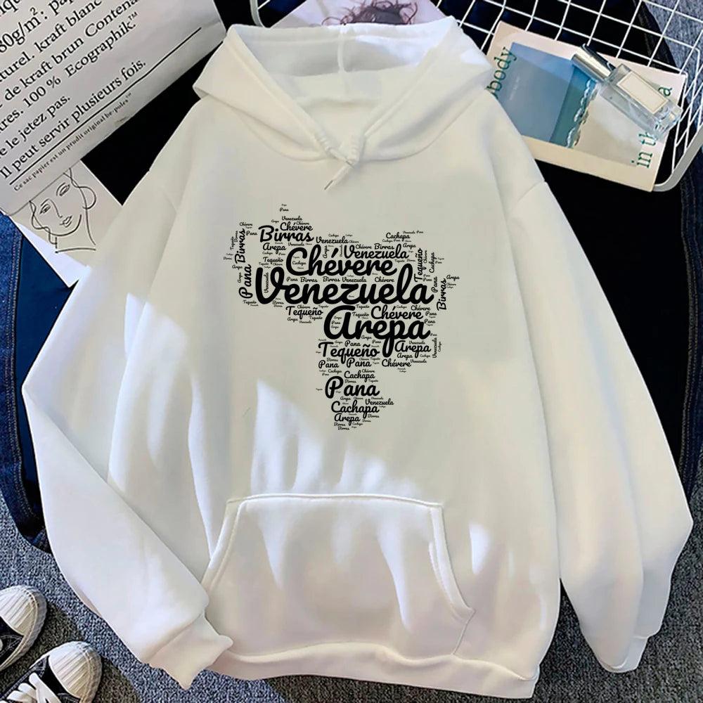 Sudadera con capucha venezolana para mujer, estilo gótico con gráficos de anime Y2K, ropa japonesa para mujer