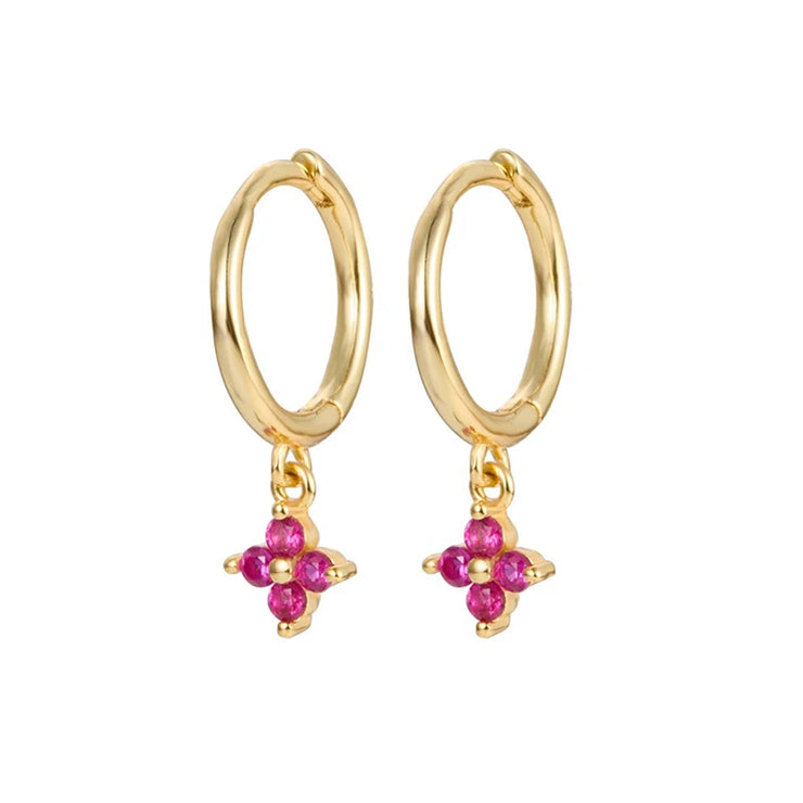 2023 New Fashion Stainless Steel Flower Small Hoop Earrings Women Korean Crystal Zirconia Cartilage Earrings Piercing Jewelry