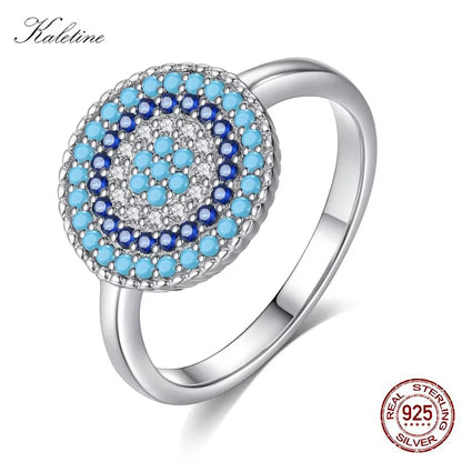 Kaletine Shinee Kpop Blue Stone Evil Eye Rings For Women 925 Sterling Silver  Charm CZ Stone Ringlet Jewelry Exo Accessories