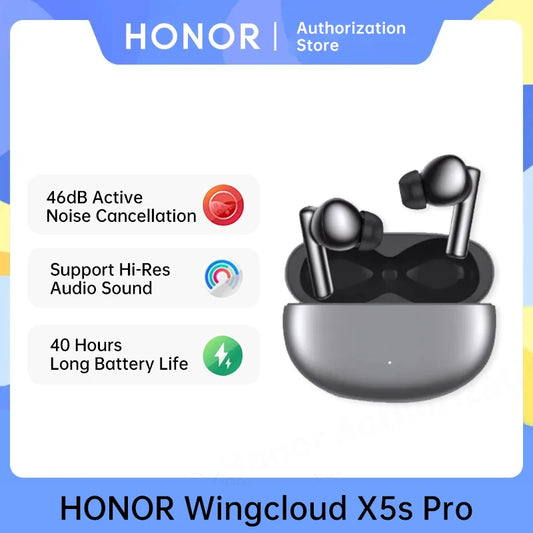 Honor Choice Wingcloud X5s Pro Écouteurs Bluetooth TWS à réduction de bruit active, étanches, autonomie de 40 heures