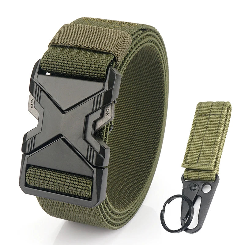 HSSEE New 105cm to 125cm Elastic Belt for Men Metal Buckle Quick Release Military Tactical Belt Soft Nylon Casual Belt Male