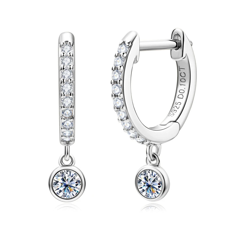 Huggie Drop Earrings Real D Color VVS1 Moissanite Diamond Hoops Earrings 925 Silver Woman Jewelry original Certified Trend 2023