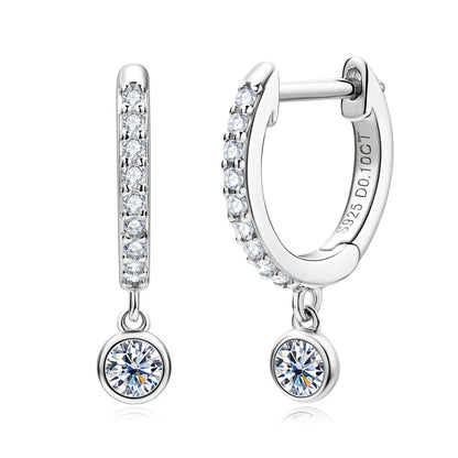 Huggie Drop Earrings Real D Color VVS1 Moissanite Diamond Hoops Earrings 925 Silver Woman Jewelry original Certified Trend 2023