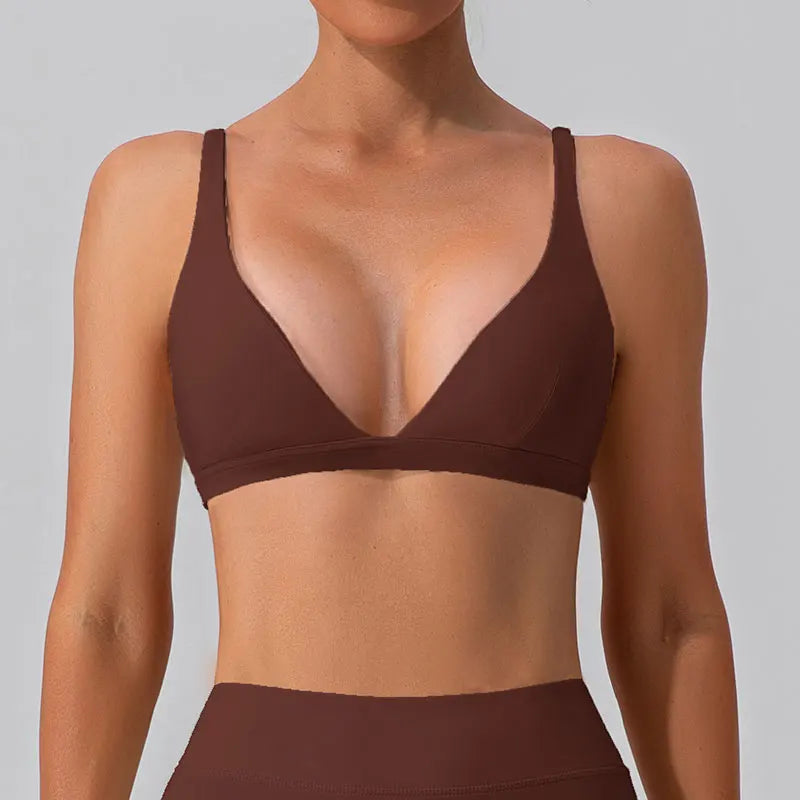 Sujetador deportivo de nailon y elastano de tejido agradable para la piel, de secado rápido, para fitness, gimnasio, yoga, correr, soporte de alto impacto, chaleco antichoque