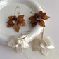 Boucles d'oreilles pendantes en forme de C en métal et acrylique pour femmes, style vintage, style pétale de café, tendance, nouvelle collection 2025