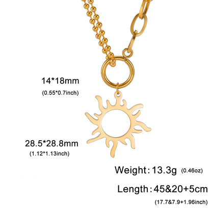 Lucktune Sun Moon Pendant Clavicle Chain Necklace Stainless Steel Bohemian Choker Necklace for Women Fashion New In Jewelry Gift