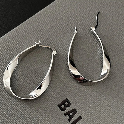 Pendientes de aro de plata de ley 925 con diseño geométrico coreano, temperamento simple, exquisitos y sensuales, regalo de joyería sexy.