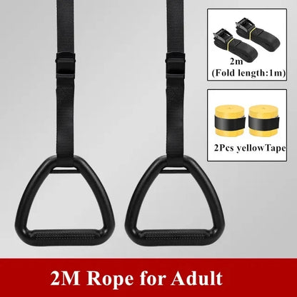 Gymnastic Rings Pull up Handle Rings with Adjustable Straps for Chlidren Adult Home Workouts Strength Training Fitness Equipment