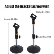 Professional Microphone Stand Pedestal Feet Lifting Adjustable Desk Shelf Bracket Speech Live Microphone Accessories Mic Holder