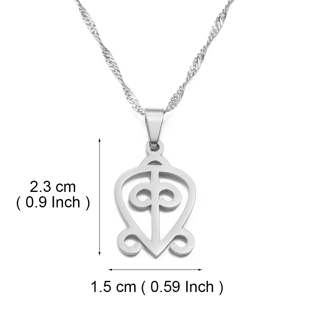 Anniyo African Symbol Pendant Necklaces Gold Color/Silver Color Ghanaian Gye Ethnic Jewelry Traditional Accessories #125321