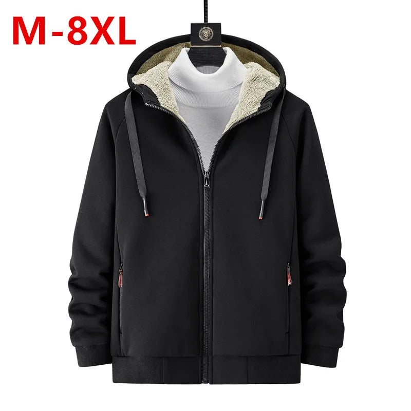 Sudaderas con capucha para hombre, sudaderas de invierno de lana gruesa, chaquetas con capucha de talla grande, abrigos de lana para hombre, cárdigan de lana de cordero para hombre, sudaderas con capucha