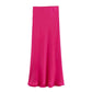TRAFZA Women Fashion Skirts New Solid Satin Silk Texture Tight Skirt Woman Beach Style Chic And Elegant Women's Mermaid Skirt