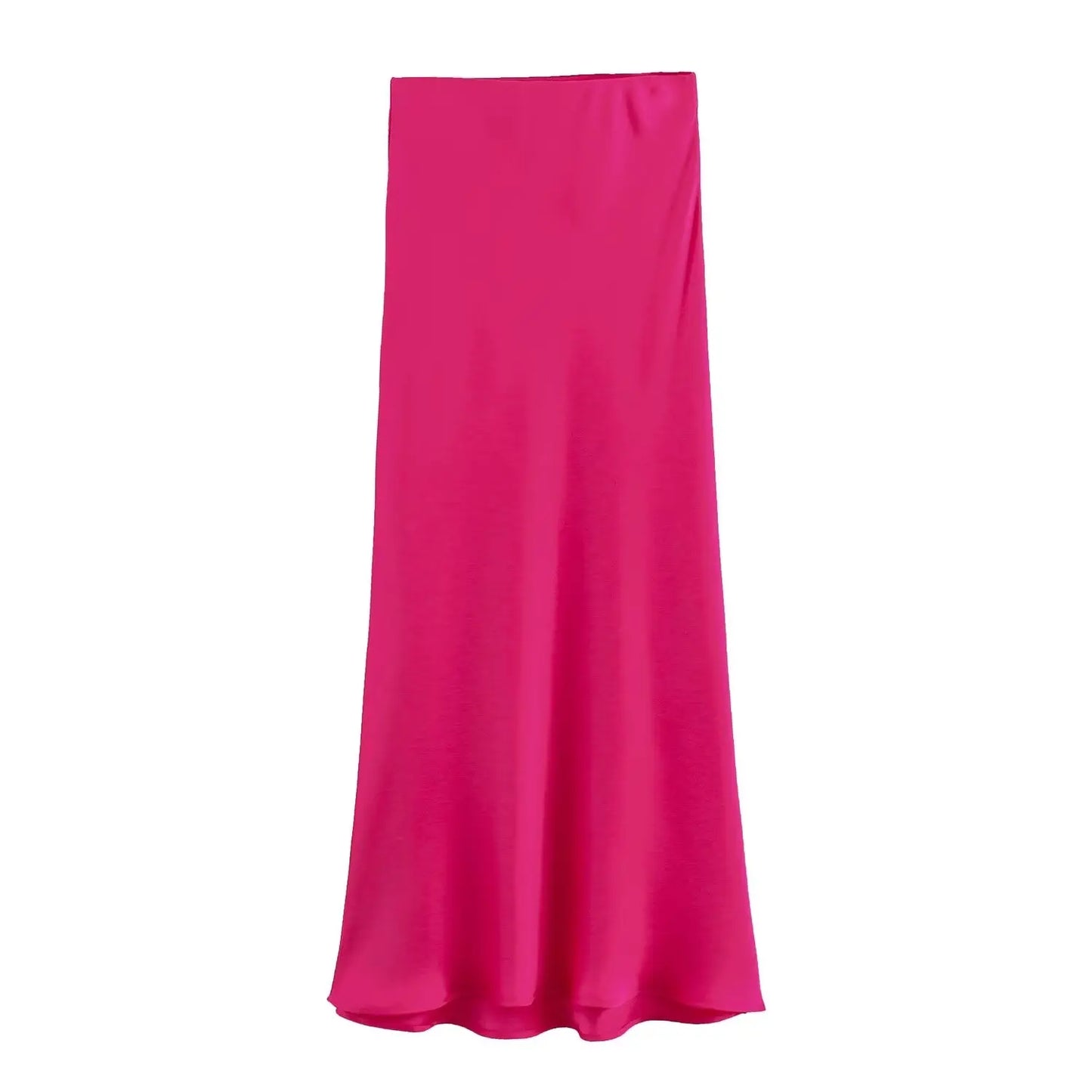TRAFZA Women Fashion Skirts New Solid Satin Silk Texture Tight Skirt Woman Beach Style Chic And Elegant Women's Mermaid Skirt