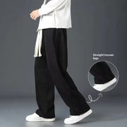 Men's Corduroy Pants Loose-fit Straight-leg Fleece-lined Casual Trousers Autumn Winter Thickened Spring Sports Waist Pants