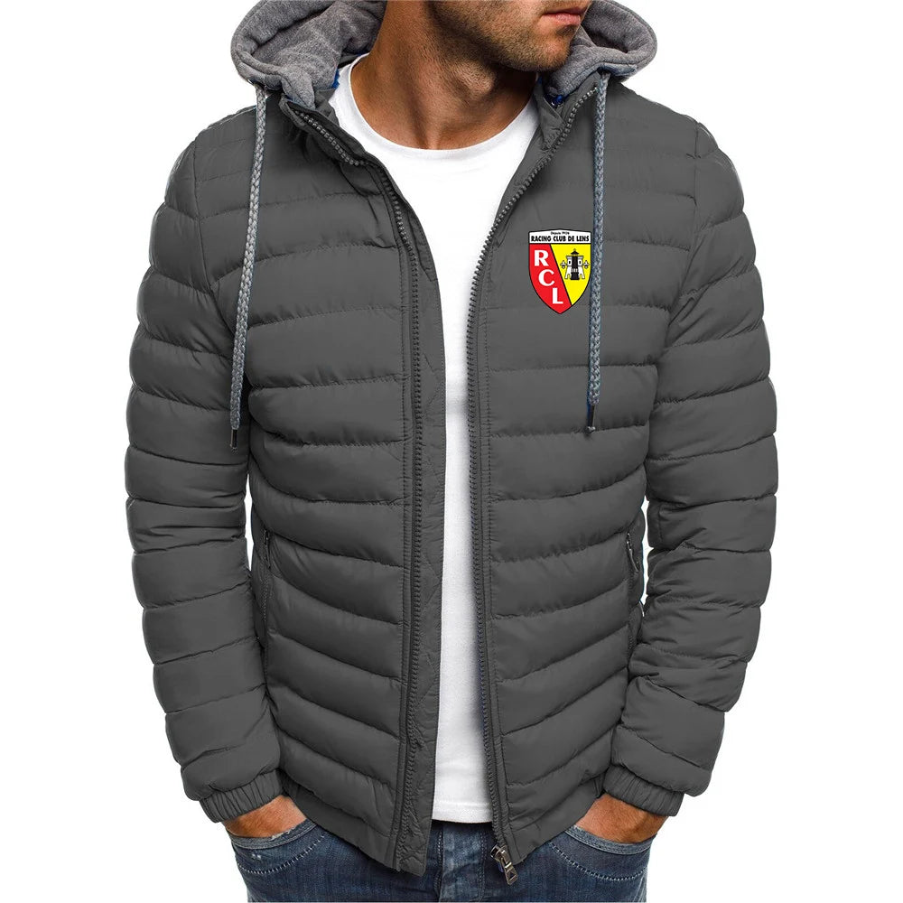 Euro Club Rc Lens Printed New Jacket Men Long Sleeve Outerwear Clothing Warm Coats Padded Thick Parka Slim Fit Windbreaker