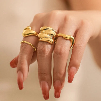 4Pcs/Set Punk Round Rolling Geometry Open Ring for Women Retro Trend Irregular Adjustable Finger Ring Party Jewelry Accessories