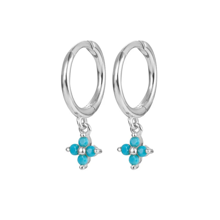 2023 New Fashion Stainless Steel Flower Small Hoop Earrings Women Korean Crystal Zirconia Cartilage Earrings Piercing Jewelry