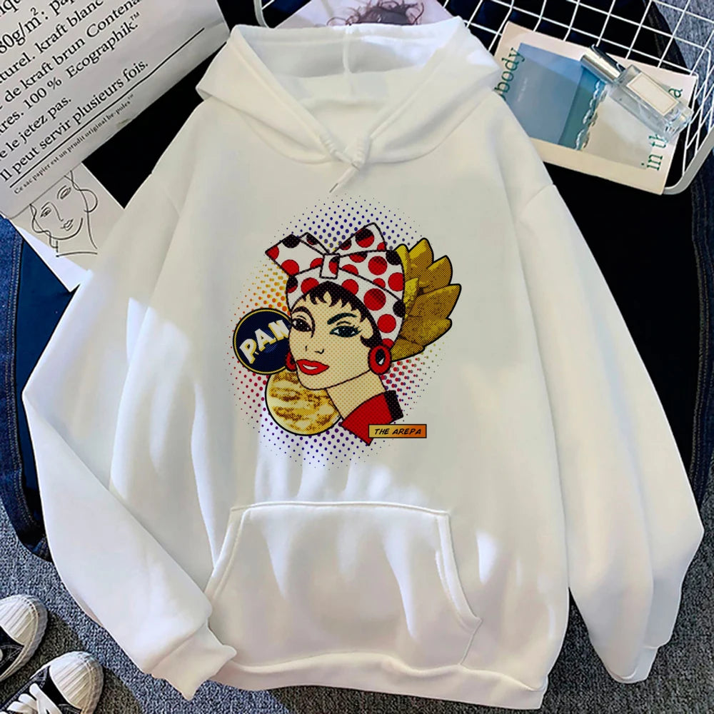 Sudadera con capucha venezolana para mujer, estilo gótico con gráficos de anime Y2K, ropa japonesa para mujer