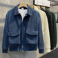 Men's Solid Color Warm Lapel Corduroy Cropped Top Casual Trendy Jacket Korean Style Loose Fit Large Pocket