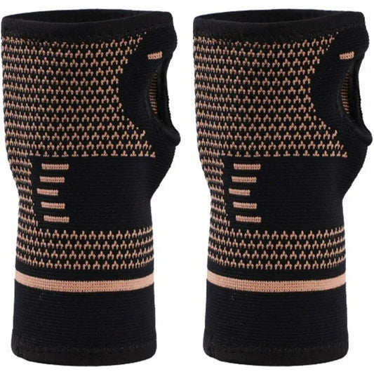 Support de poignet en cuivre tricoté, bracelet de sport professionnel, gant de compression de sécurité pour le sport, manchon de paume absorbant la transpiration pour le syndrome du canal carpien