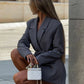 3D Flower Belts Blazer Coat Women Elegant Notched Double Breasted Long Sleeve Shoulder Pad Office Jacket Chic Gray Street Tops