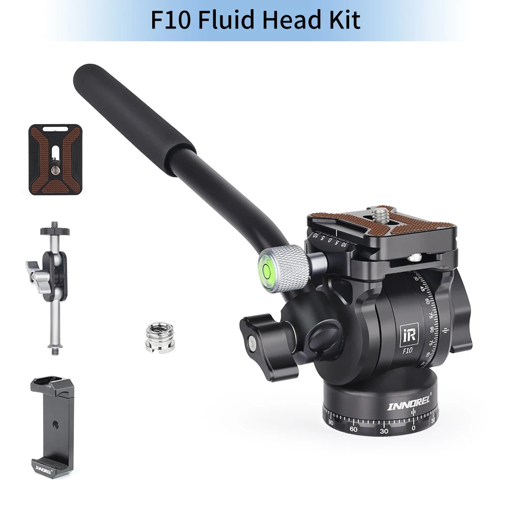 INNOREL F10/F20 Mini Tripod Fluid Head Tilt Head,Metal Camera Video Tripod Head with Arca Swiss Q.R.Plates for Video DSLR Camera