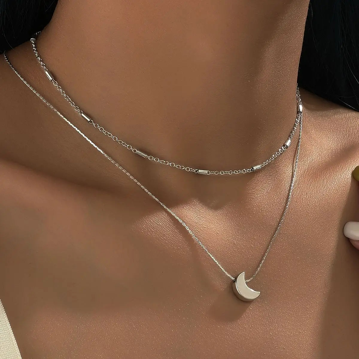 Fashion Crystal Zircon Heart Star Charm Layered Pendant Necklace Set for Women Charms Square Rhinestone Female Vintage Jewelry