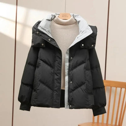 2024New Winter Hooded Down Cotton-Padded Jacket Women's Loose All-Match Thicken Warm Parkas Short Coat Female Casual Ladies Tops
