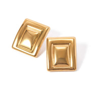 18K Gold Plated Minimalist Statement Stainless Steel Rectangular Matching Color Earrings Creative Exclusive Personalized Jewelry