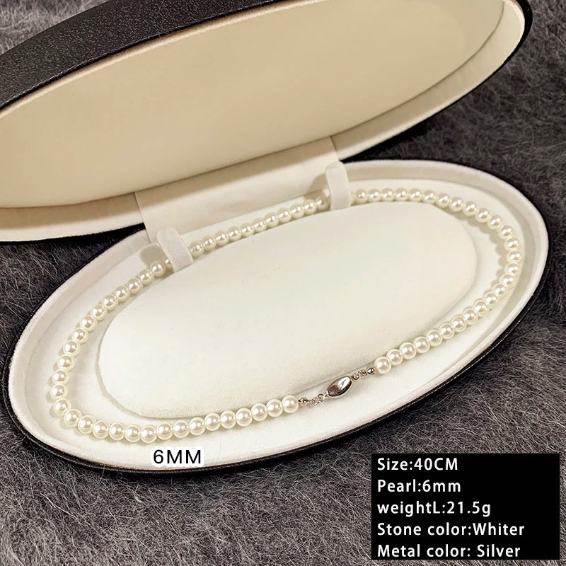 High end Genbao Buckle Design Imitation Pearl Beaded Necklace 2024 Fashion Jewelry For Women's Sexy Collar Chain Accessories