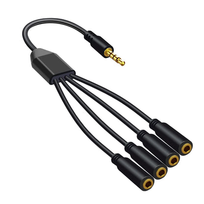 Divisor de auriculares de 3,5 mm, extensor de conector de audio de 1 a 6 puertos, cable auxiliar para auriculares, micrófono, adaptador de audio para teléfono, cable divisor de auriculares.