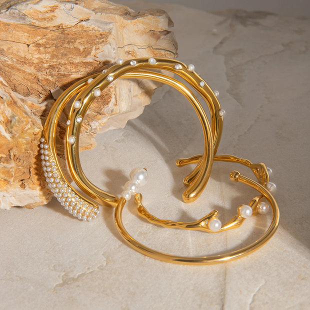 Uworld Double Wrap Stack Bracelet Pearl Open Bangle Girls Bracelet Christmas Gift to Her Women's Accessories
