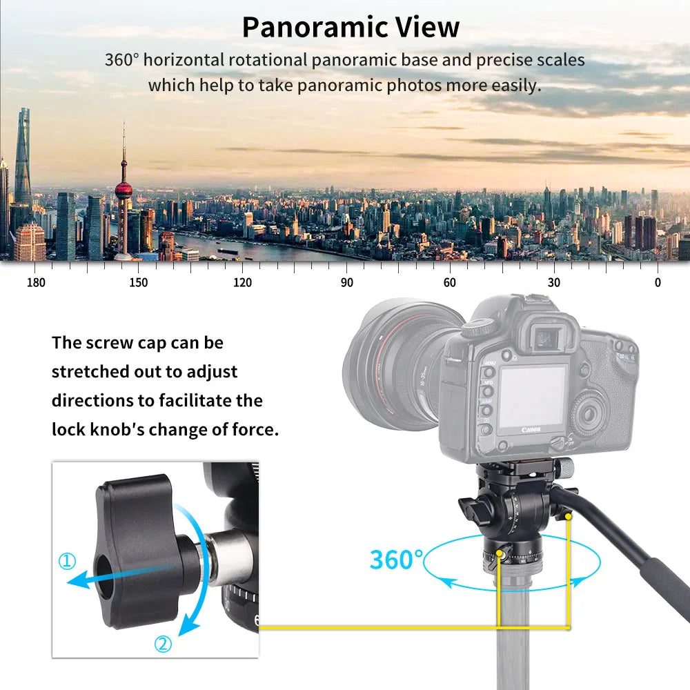 INNOREL F10/F20 Mini Tripod Fluid Head Tilt Head,Metal Camera Video Tripod Head with Arca Swiss Q.R.Plates for Video DSLR Camera