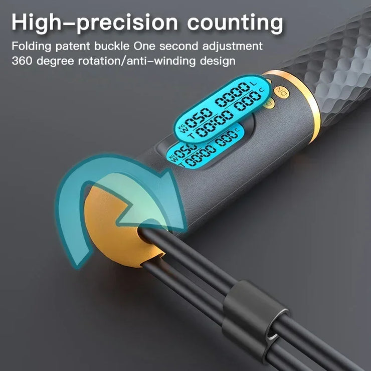 2 In 1 Multifun Skipping Rope With Digital Counter Speed Professional Ball Bearings And Non-slip Handles Jumps And Calorie Count