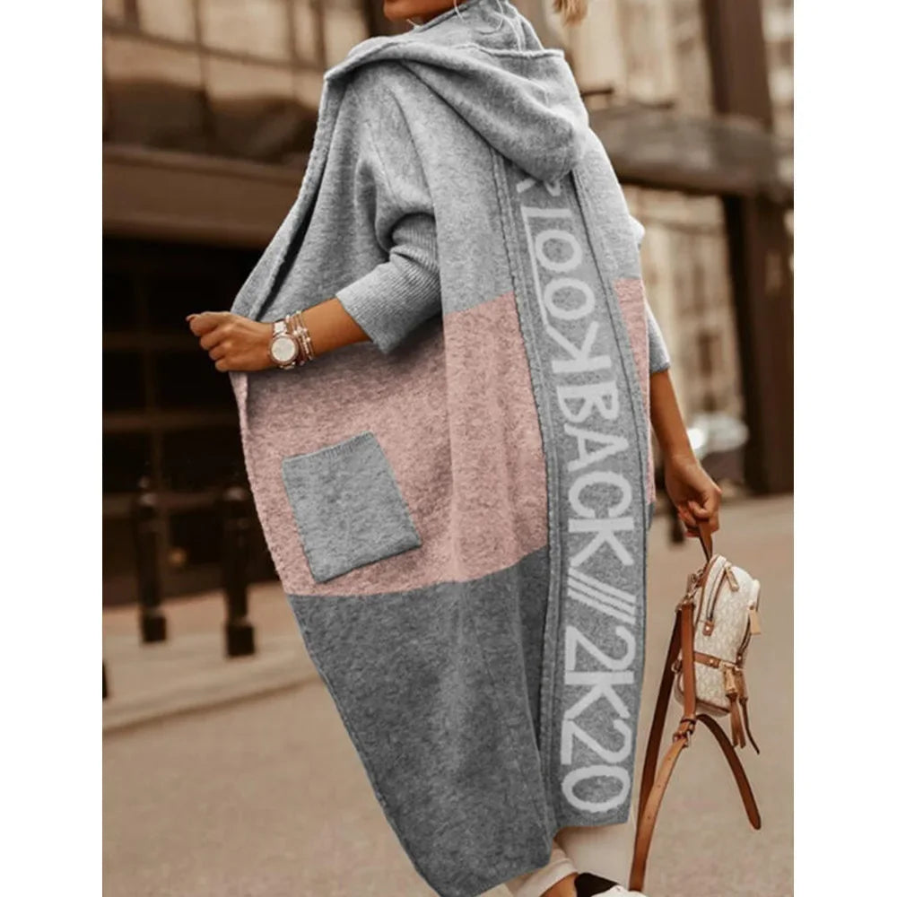 Cardigans Knit Sweater Women Spring Autumn Winter Letter Maxi Loose Soft Coat Jacquard Y2k E-girl Long Knitted Jacket Cardigan